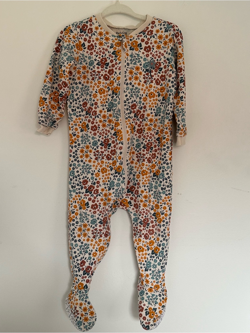 Floral Zip-Front Footed Onesie - 12-18M